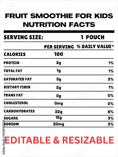 Fruit Smoothie for Kids Nutrition Facts