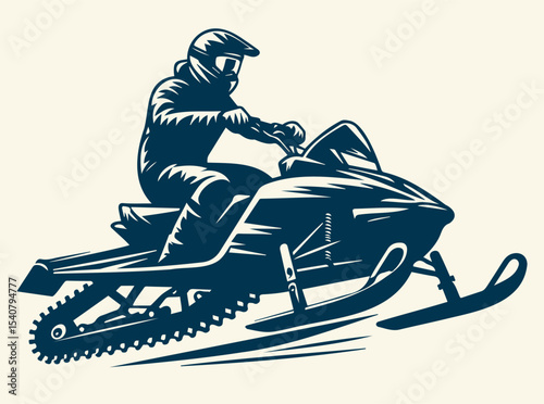 Snowmobile, bike, vector, motorcycle, illustration, sport, bicycle, biker, silhouette, drawing, sketch, motorbike,  Rider Speeding Through Snowy Terrain in Extreme Winter Adventure Sports Illustration