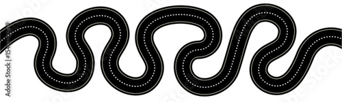 Curvy Winding Road Vector Illustration in Black and White