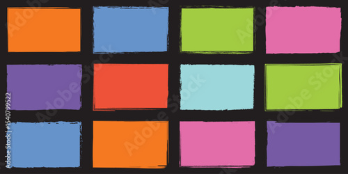 Colorful hand-drawn squares with expressive brush styles and bold tones, useful for design assets, layout backdrops, or modern art themes.