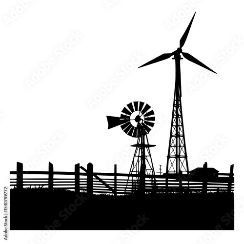 wind turbines and windmill