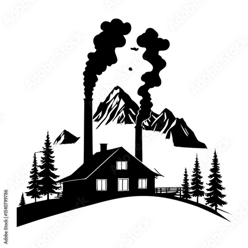 Mountain hut with smoking 