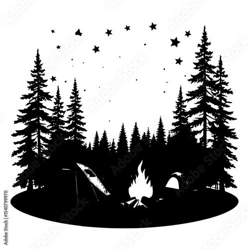 winter forest vector illustration