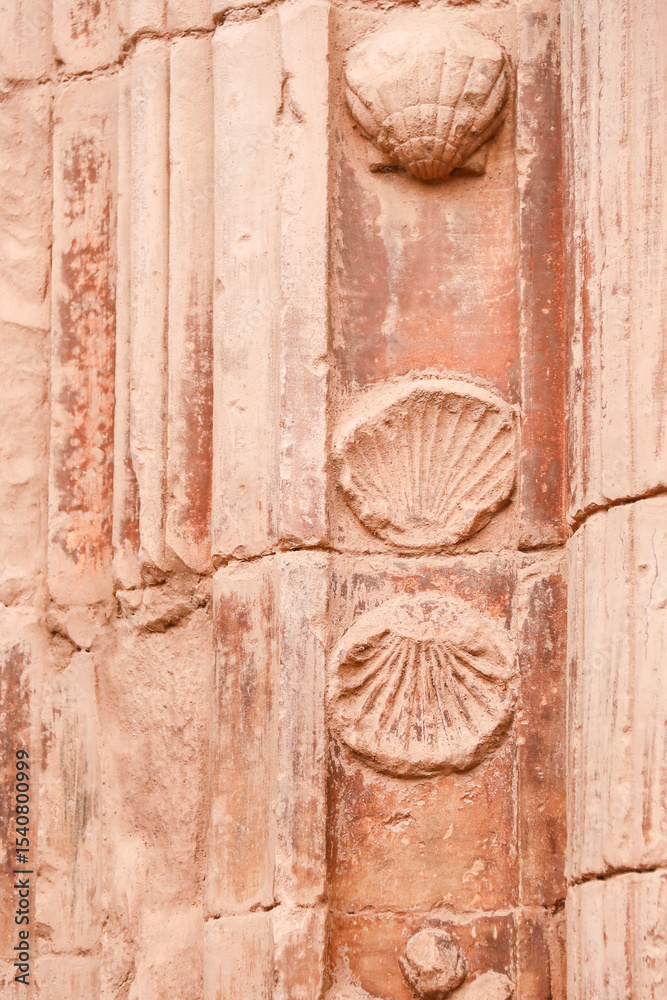 Naklejka premium Architectural details of Portal of plateresque style St. Andrew's church in Villanueva de Los Infantes town