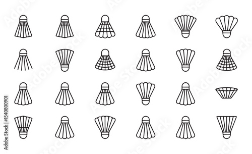 Badminton shuttlecock icons for sports-themed design