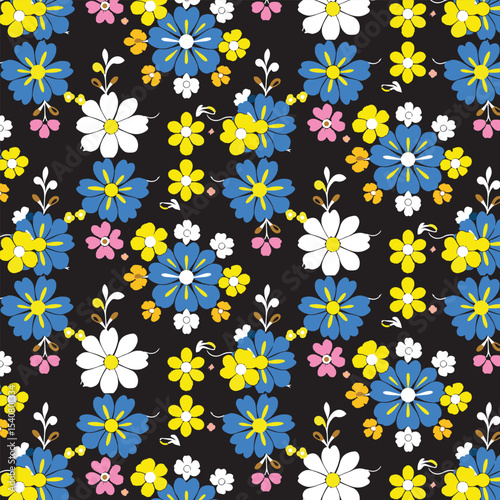 Geometric Seamless floral pattern vector background with Scandinavian abstract color or Swiss geometry prints of rectangles, squares and circles shape design