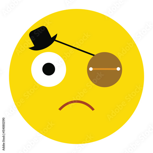Sad Yellow Emoji with Top Hat and Monocle Depicting Displeasure