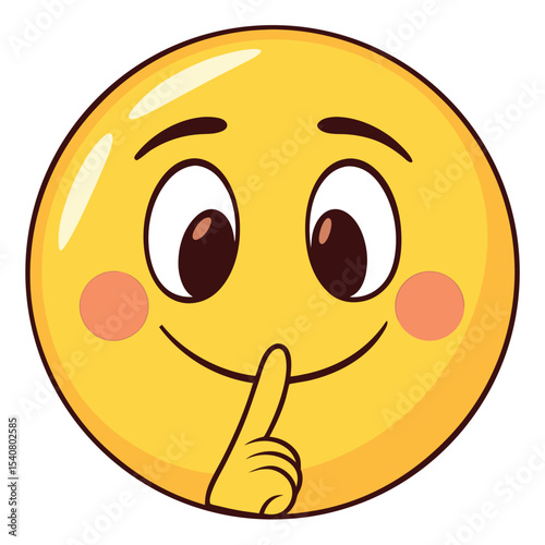 Shushing Emoji with Finger to Lips Yellow Cartoon Face with Shush Gesture