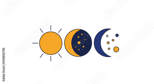 The Cycle of Celestial Bodies A Visual Representation of Day Night Progression Concept