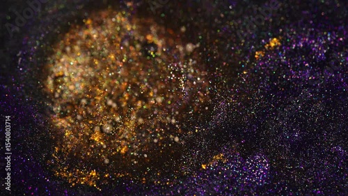 Cosmic golden planet in purple haze