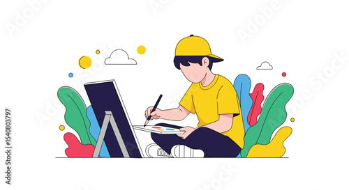 A Young Artist Pursuing His Passion for Painting at An Early Creative Age