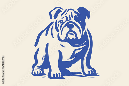 Bulldog dog hand drawn naive sketch vector illustration