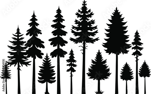 silhouette-vector-of-8-black-pine-trees-with-diffe.eps