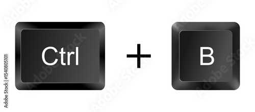 Foto Ctrl + B Bold Text Sign Key Keyboard Shortcut 3d Button Icon Symbol Black And Wh
