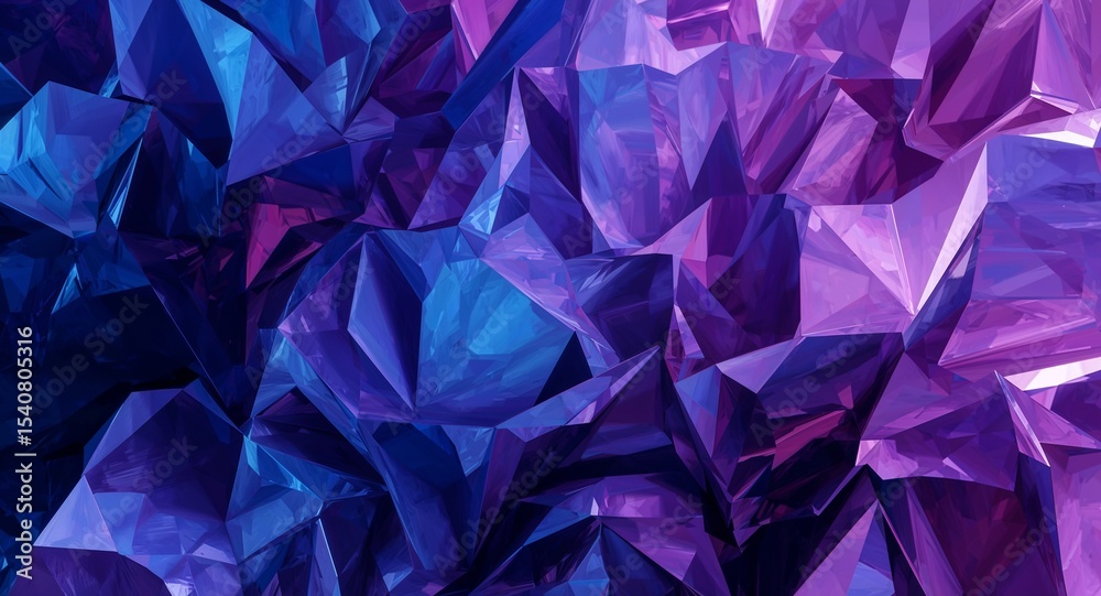 Fototapeta premium Abstract background featuring a cluster of sharp angled shapes in shades of blue and purple hues