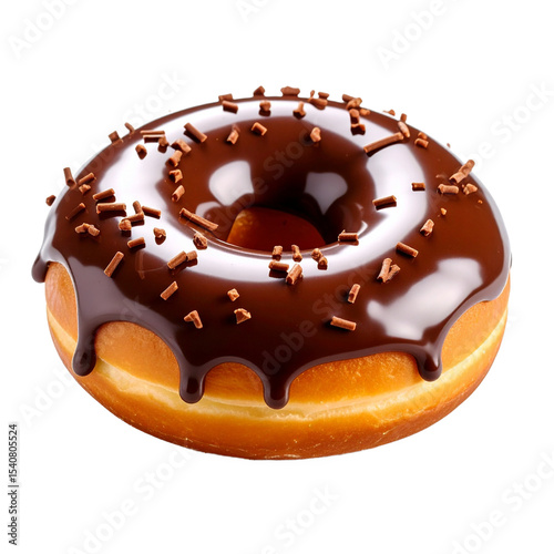 Wallpaper Mural Delicious donut with chocolate icing and sprinkles, tempting treat on transparent background Torontodigital.ca