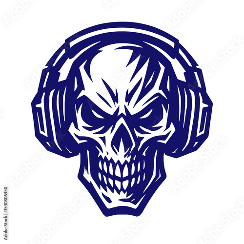 Skull with Headphones Vector Illustration