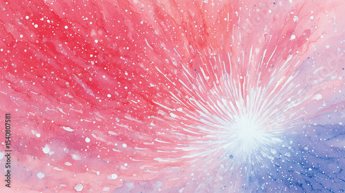 July 4th fireworks in watercolor background 