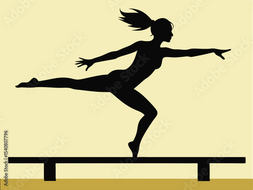 Jemnastic silhouette of a young woman