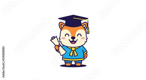 Adorable Graduation Squirrel Holds Diploma Symbolizing Academic Success and Future Achievements Celebration