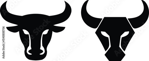 
Minimalist Bull Head Logos: Traditional and Geometric Vector Designs