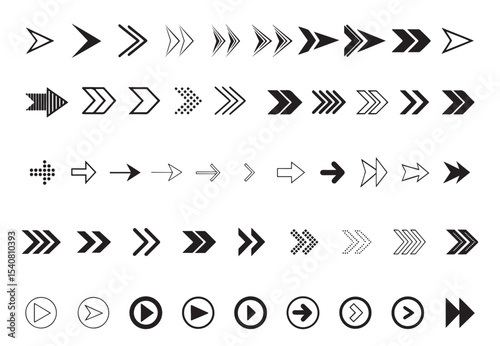 Arrows set of  black icons. Arrow icon. Arrow vector collection. Arrow. Cursor. Modern simple arrows. Vector illustration.