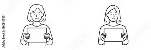 Two individuals holding blank signboards in a simple, minimalist style illustration
