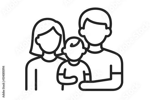 Family portrait featuring parents holding their child in a cozy setting at home