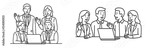 Group of professionals collaborating in a modern office environment during a team meeting