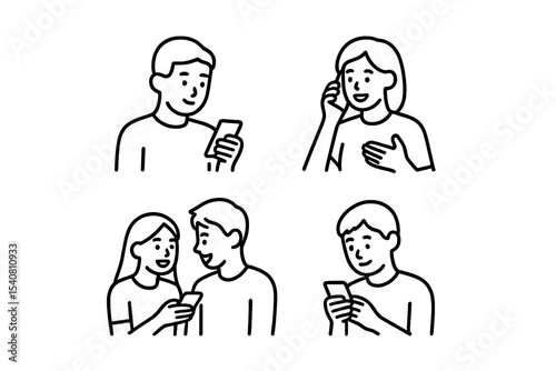 People engaging with smartphones in various activities, showcasing communication and connection