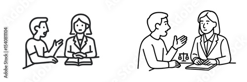 Clients consulting with legal advisors during meetings to discuss important cases and legal advice at a law office