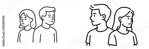 Couples experiencing emotional distance and communication issues during a discussion in a neutral setting