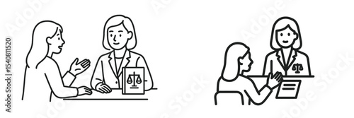 Legal consultation in a law office with two women discussing client matters