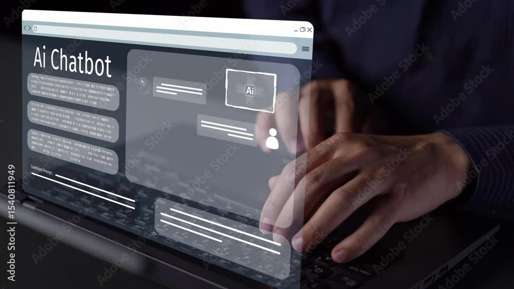 AI Virtual Assistant Artificial Intelligence Chatbot Controlled by Prompt Engineering for Explainable Generative AI information and LLM Deep Learning Technology for Smart Business Work Support. Muxer