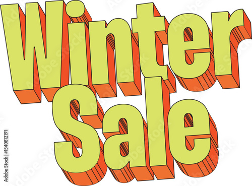 3D Bold Typography “Winter Sale” in Retro Style for Seasonal Promotions

