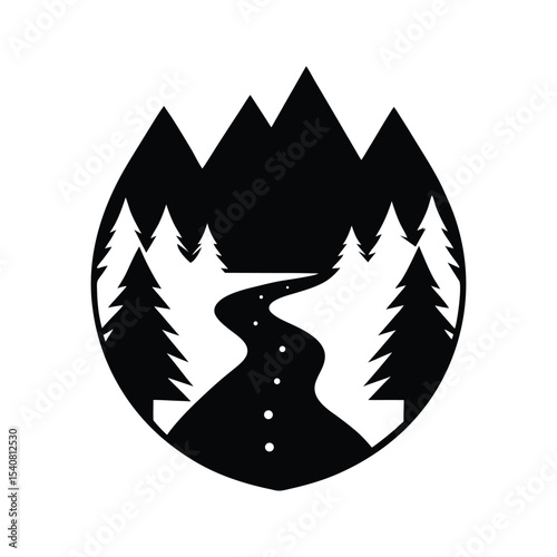 Mountain Valley Landscape Vector Illustration, Nature Valley Vector Art, Mountain Valley Vector Scene