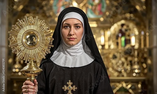 Saint Clare with Monstrance in Humble Sacred Room

