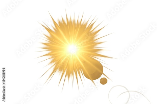 Golden Light Burst: Radiant Explosion Graphic, Sun Flare Effect, Bright Star Shine, Celestial Design Element