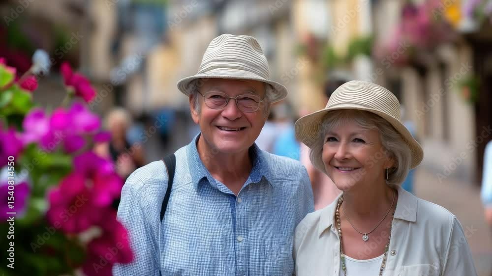 Excited Seniors Exploring Historic European City Streets Excited Seniors Exploring Historic European City Streets