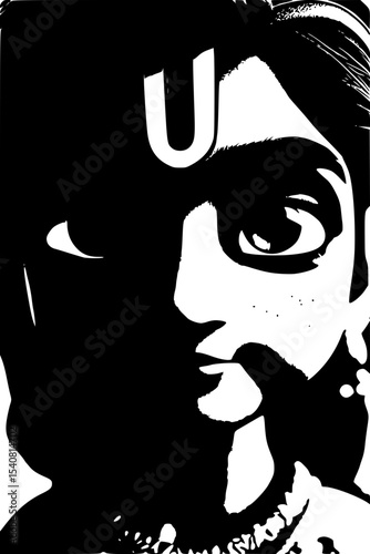 Lord Krishna Character Design - Black and White Illustration
Mythological Character Portrait: Krishna for Graphic Novels
Indian Deity Illustration: Krishna in Comic Book Style
Black and White Art