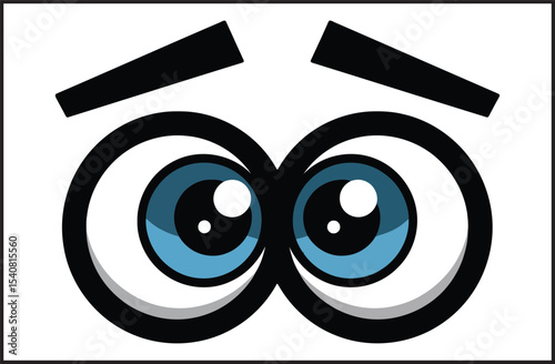 Worried Anxious Eyes with Furrowed Eyebrows - Concerned Stressed Expression Vector Icon