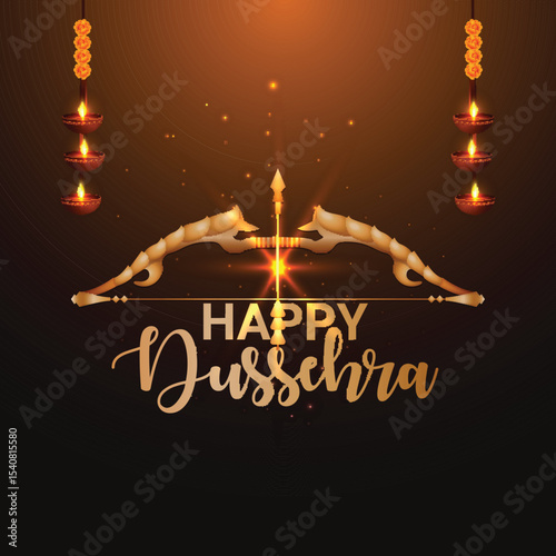 Happy dussehra hindu festival celebration card with vector illustration
