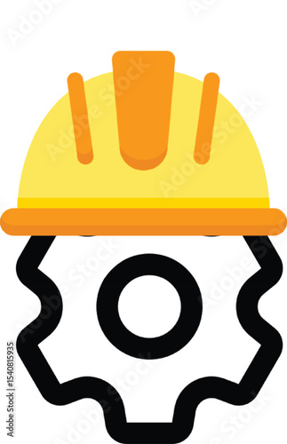  Construction Worker with Safety Helmet Icon – Labor Safety and Industrial Workforce Concept