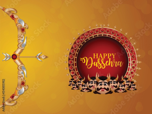 Creative dussehra background with realistic arrow and bow