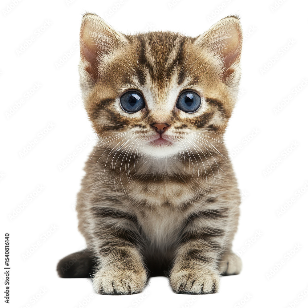 Naklejka premium Playful kittens in soft focus with vibrant blue eyes isolated on Transparent background, kittensisolated on PNG background