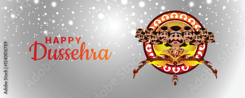 Happy dussehra celebration banner with bow and arrow
