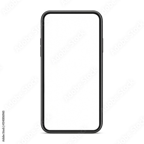 Smartphone with blank screen and slim case on Transparent Background