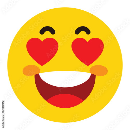 Yellow Smiling Emoji with Red Heart Eyes Expressing Love and Happiness Icon