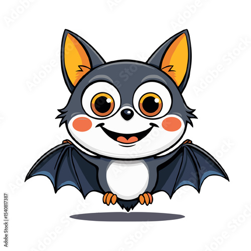 Cartoon friendly bat, vector illustration with copy space