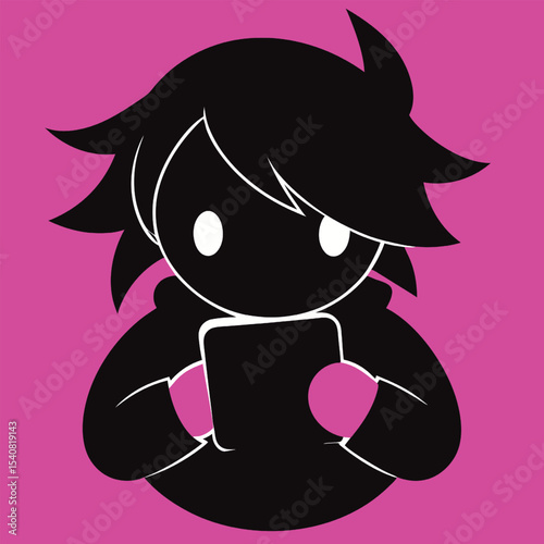 Silhouette of a boy using smartphone